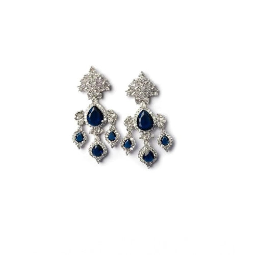 Blue Silver-Plated Drop Earrings No. 6 - Vkart - View 2