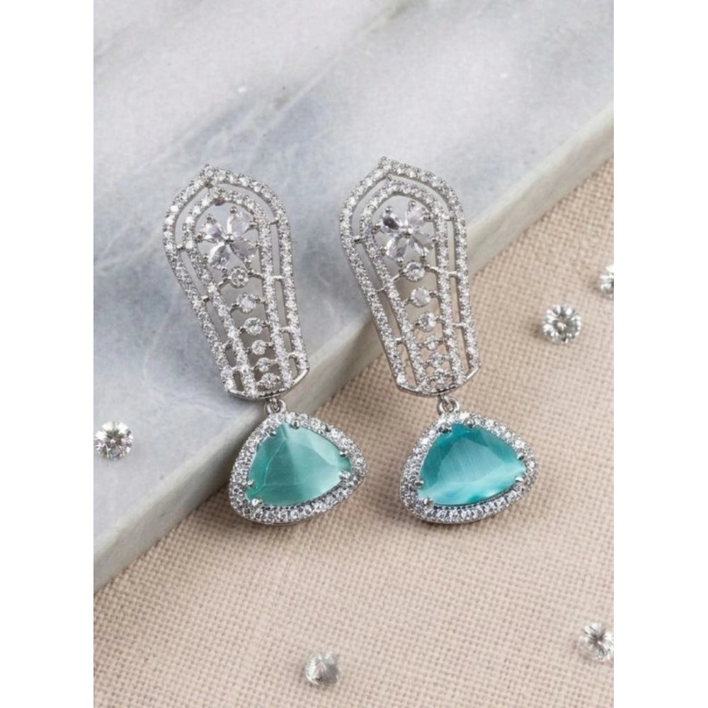 Turquoise Silver-Plated Drop Earrings No. 8 - Vkart