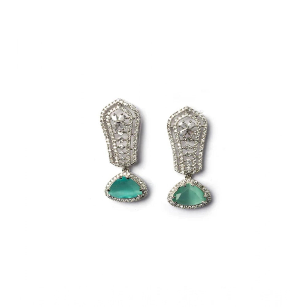 Turquoise Silver-Plated Drop Earrings No. 8 - Vkart - View 2