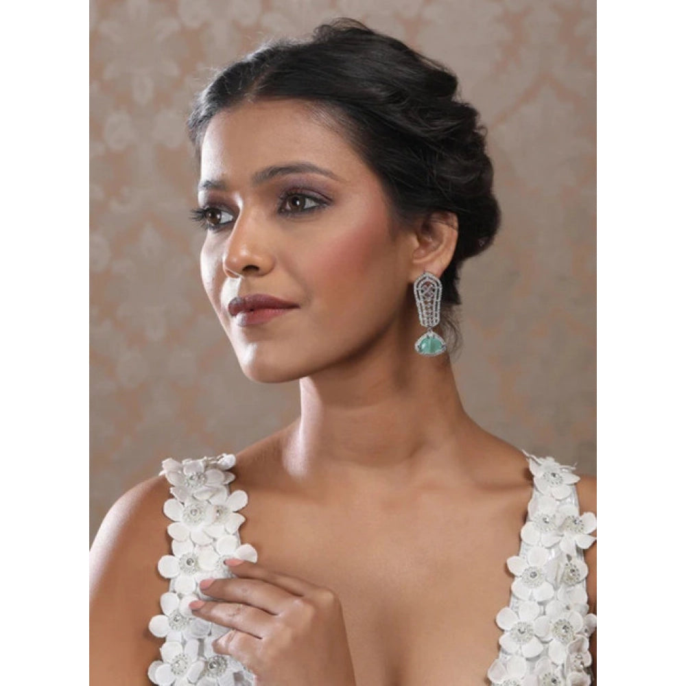 Turquoise Silver-Plated Drop Earrings No. 8 - Vkart - View 3