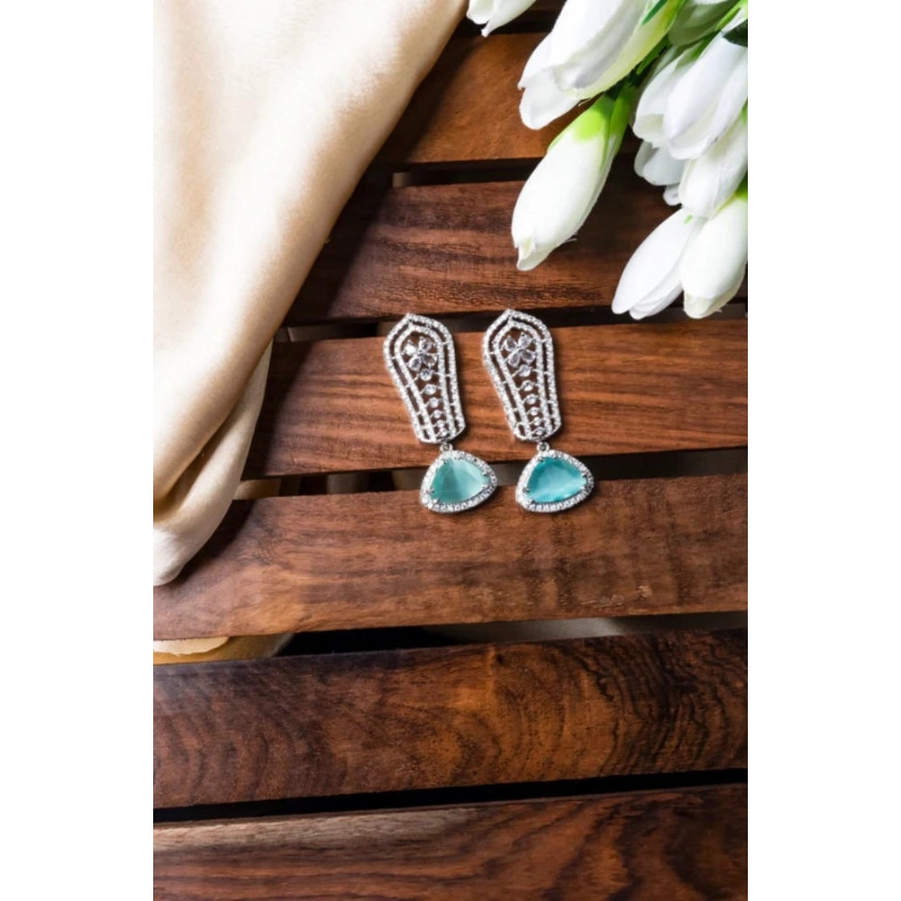 Turquoise Silver-Plated Drop Earrings No. 8 - Vkart - View 4