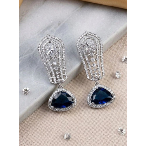 Blue Silver-Plated Drop Earrings No. 7 - Vkart