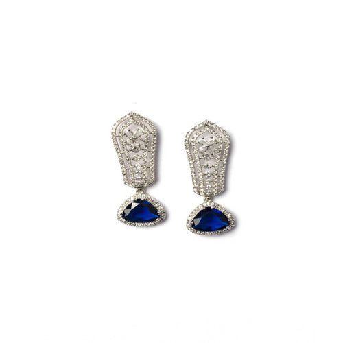Blue Silver-Plated Drop Earrings No. 7 - Vkart - View 2