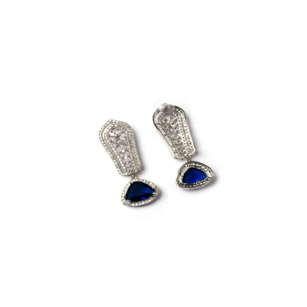Blue Silver-Plated Drop Earrings No. 7 - Vkart - View 5