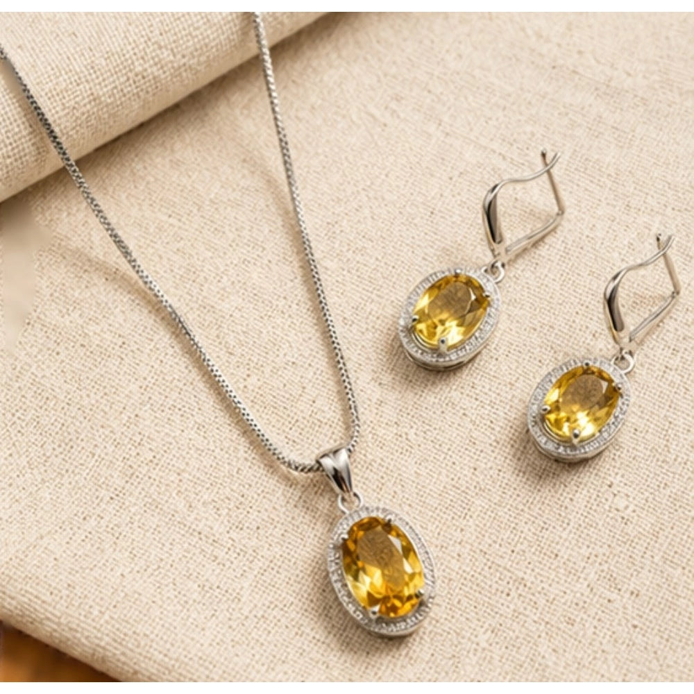 Yellow Silver-Plated Pendant Set - Vkart - View 4