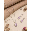 Pink Silver-Plated Pendant Set No. 2 - Vkart