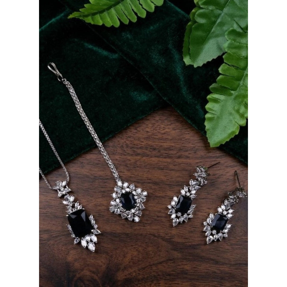 Blue Silver-Plated Pendant Set No. 2 - Vkart