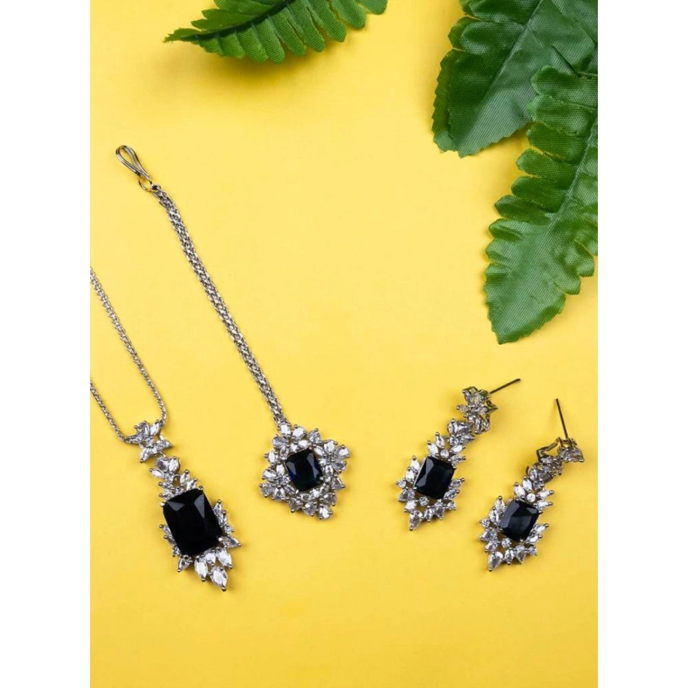 Blue Silver-Plated Pendant Set No. 2 - Vkart - View 3