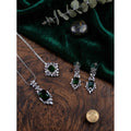 Green Silver-Plated Pendant Set - Vkart