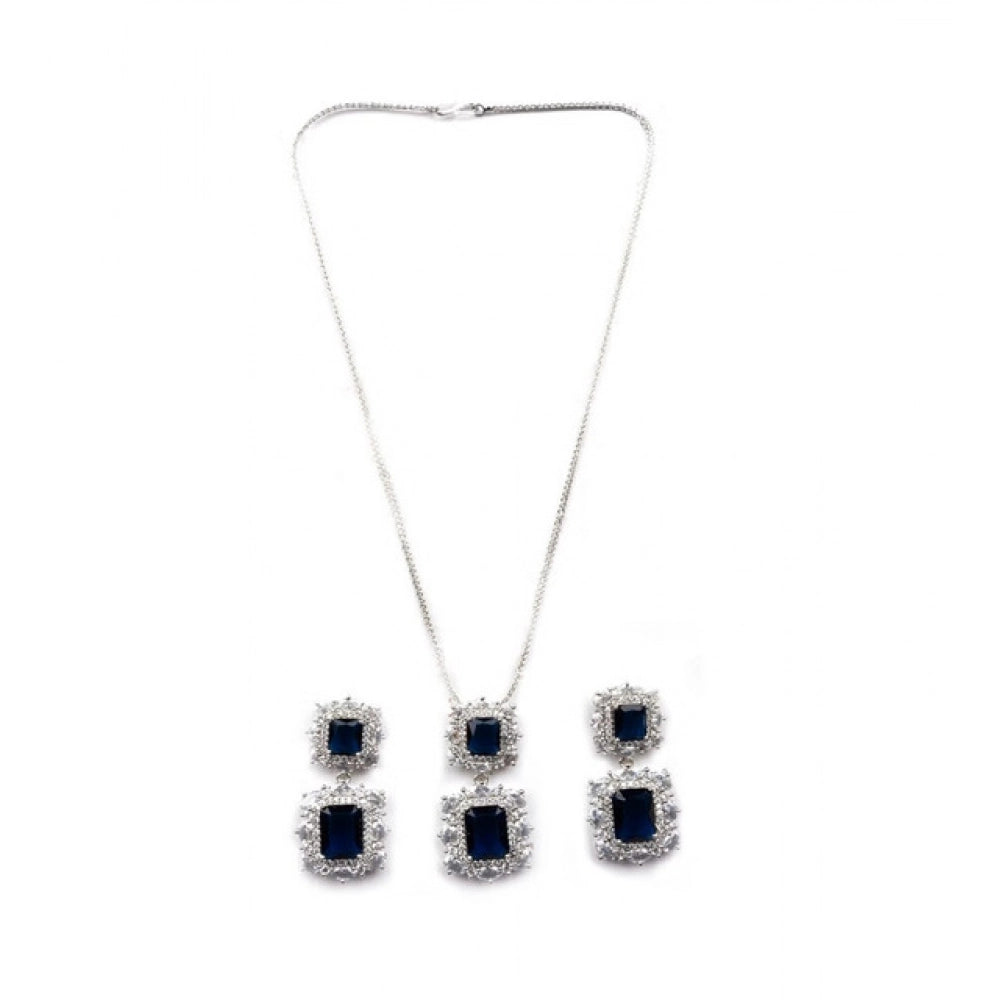 Blue Silver-Plated Pendant Set No. 3 - Vkart - View 2