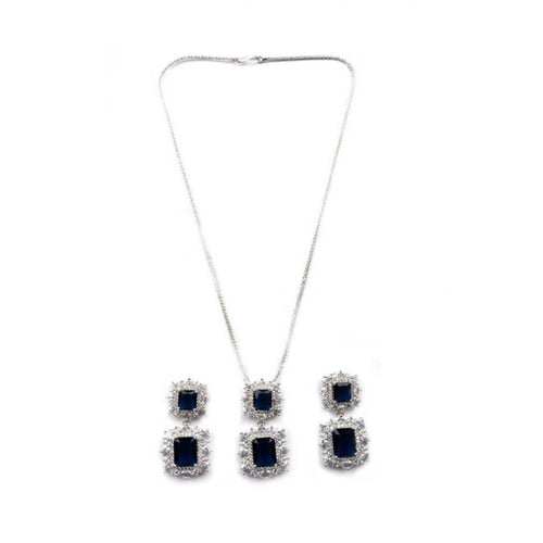 Blue Silver-Plated Pendant Set No. 3 - Vkart - View 2