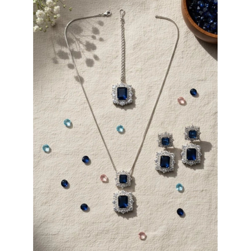 Blue Silver-Plated Pendant Set No. 3 - Vkart - View 3