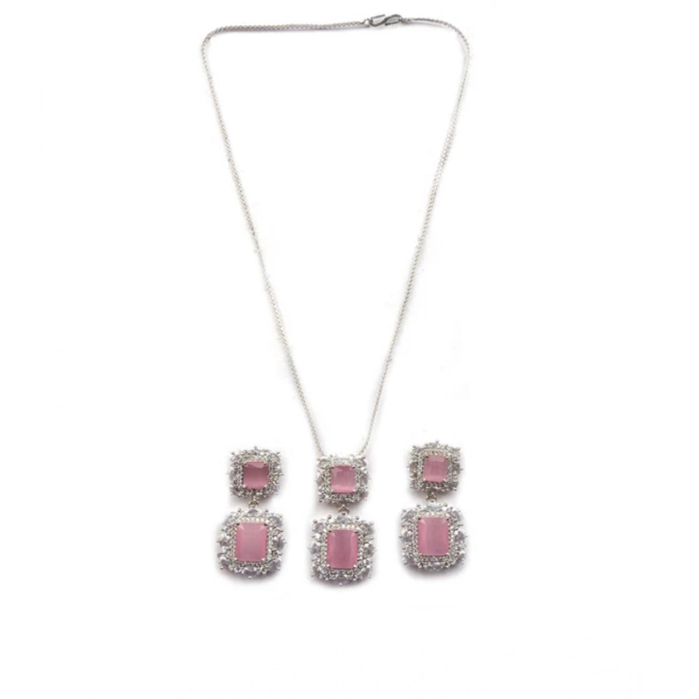 Pink Silver-Plated Pendant Set No. 3 - Vkart - View 2