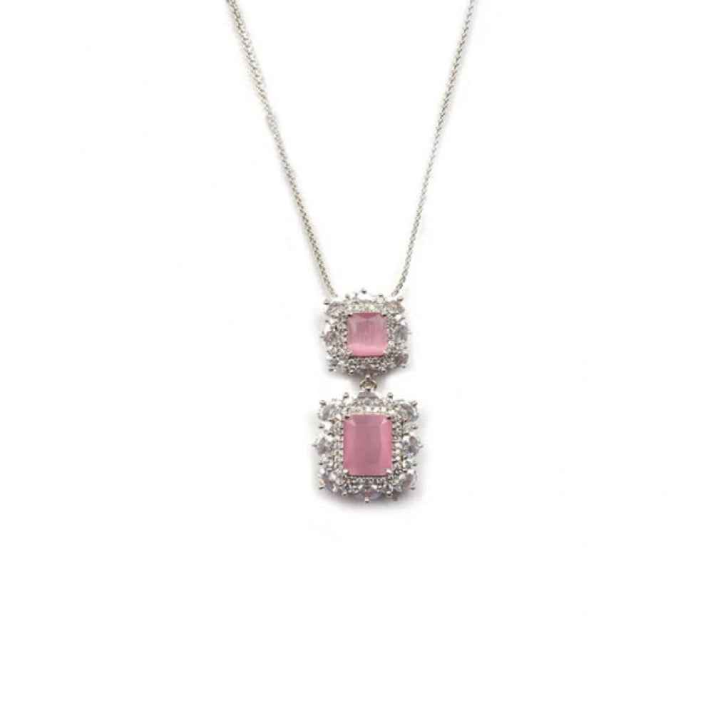 Pink Silver-Plated Pendant Set No. 3 - Vkart - View 5
