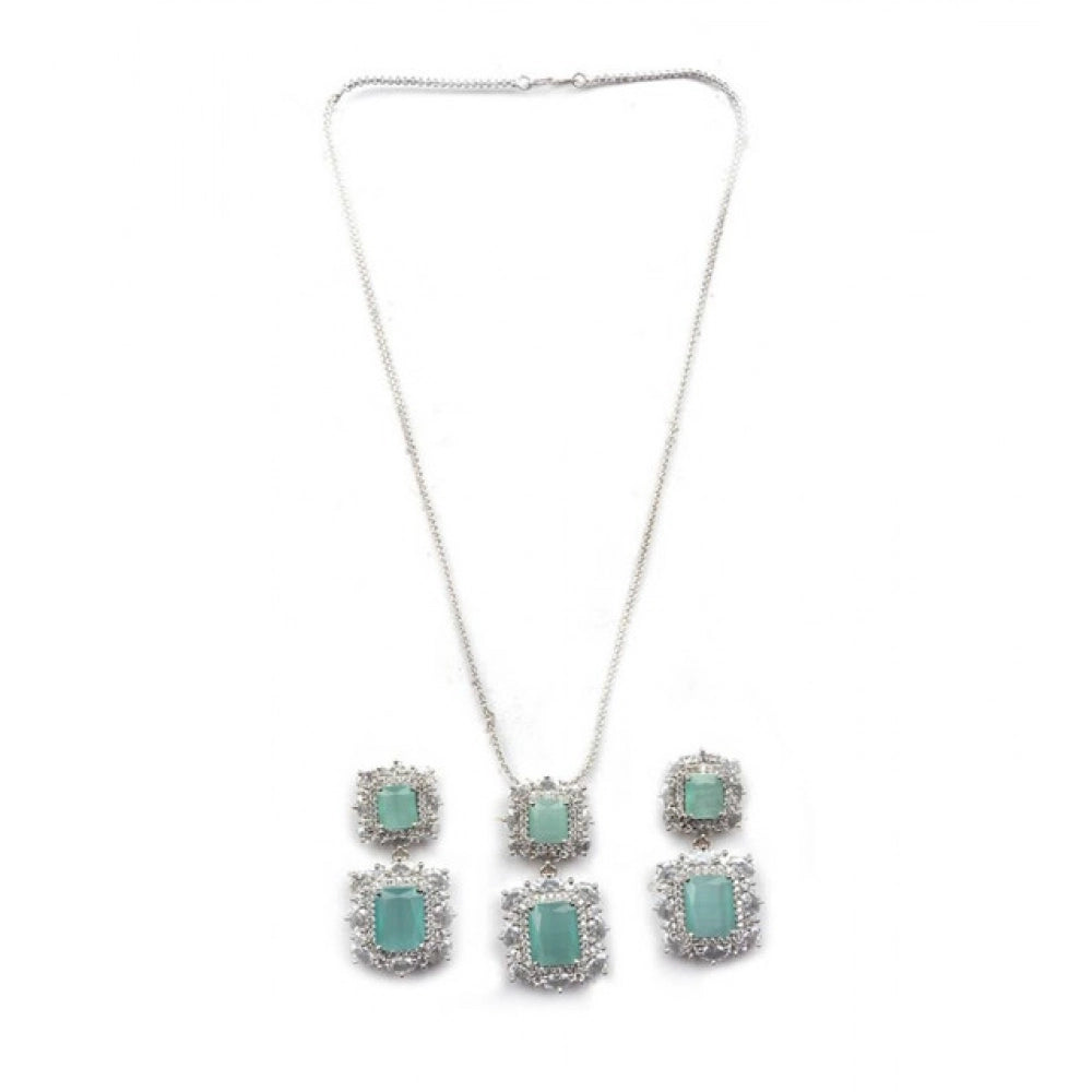 Mint Silver-Plated Pendant Set - Vkart - View 2
