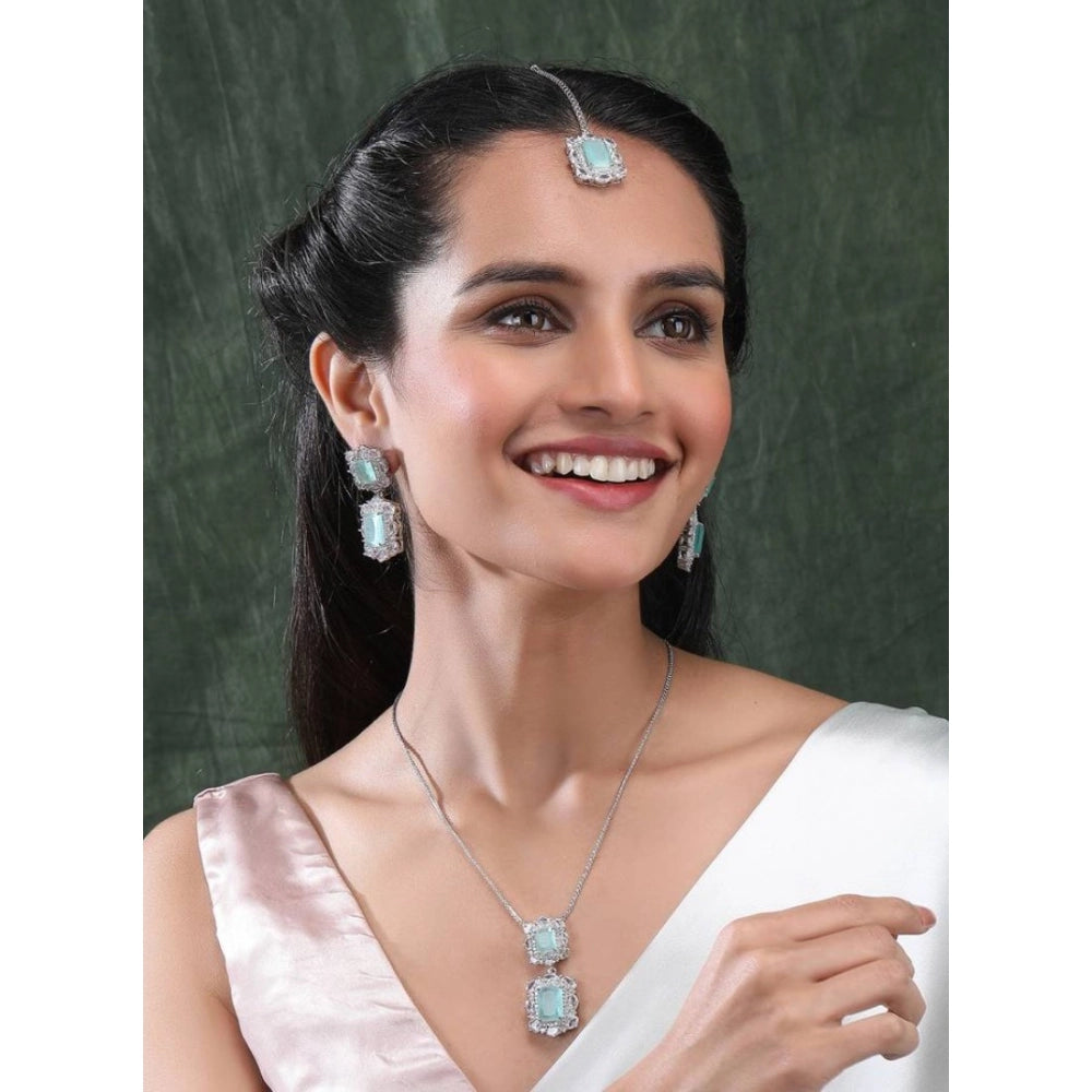 Mint Silver-Plated Pendant Set - Vkart - View 3