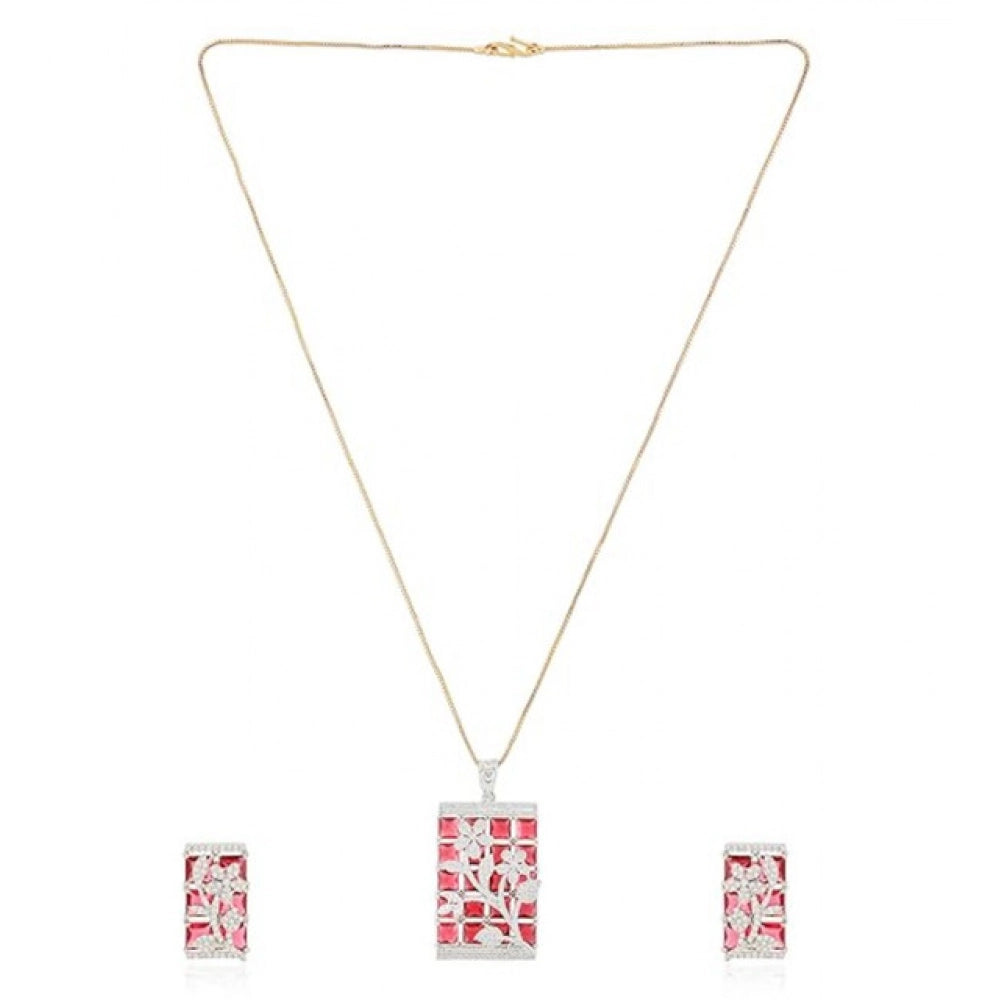 Red Silver-Plated Pendant Set No. 2 - Vkart - View 2