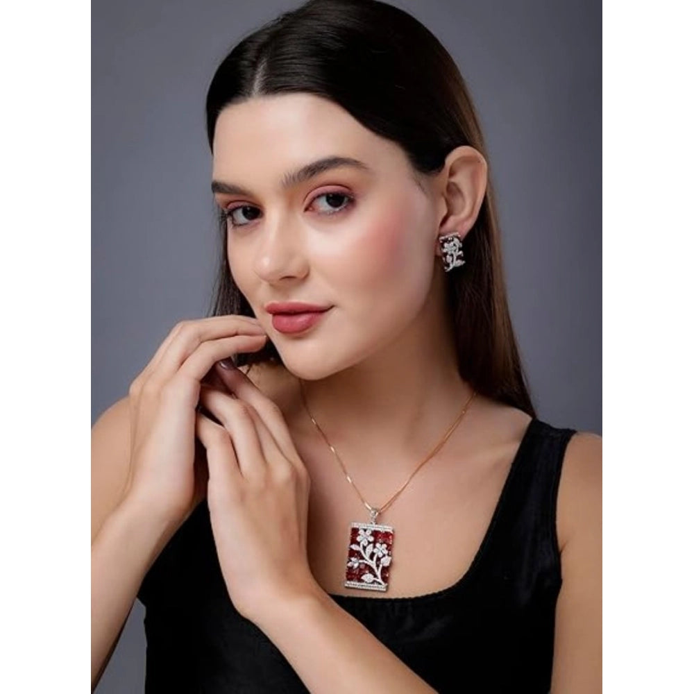 Red Silver-Plated Pendant Set No. 2 - Vkart - View 4