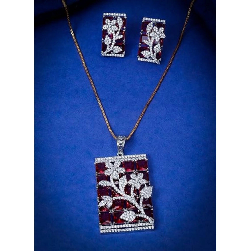 Red Silver-Plated Pendant Set No. 2 - Vkart - View 5