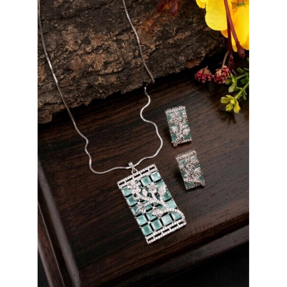 Turquoise Silver-Plated Pendant Set No. 2 - Vkart