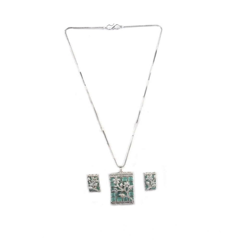 Turquoise Silver-Plated Pendant Set No. 2 - Vkart - View 2