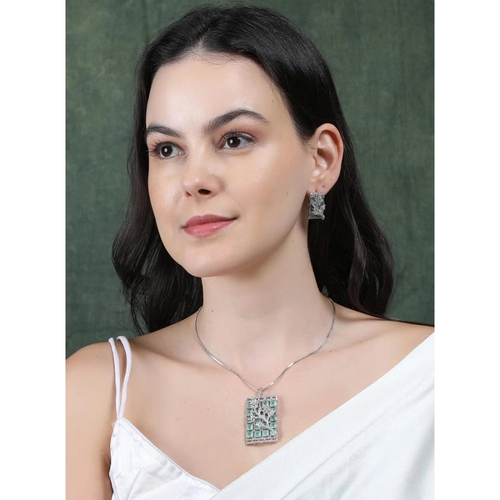 Turquoise Silver-Plated Pendant Set No. 2 - Vkart - View 4