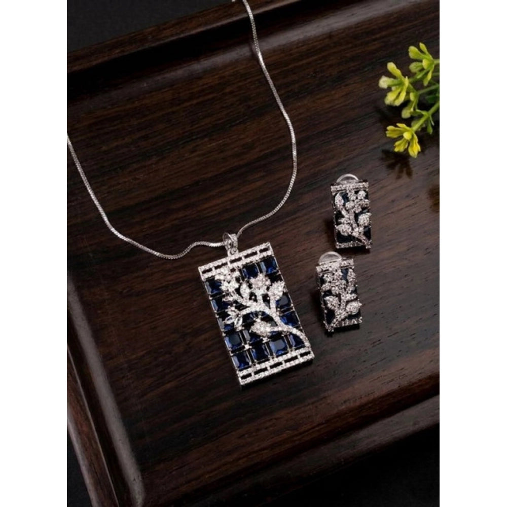 Blue Silver-Plated Pendant Set No. 4 - Vkart