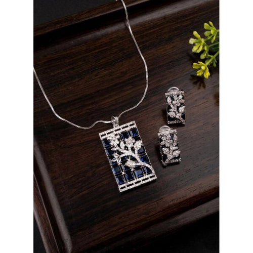 Blue Silver-Plated Pendant Set No. 4 - Vkart