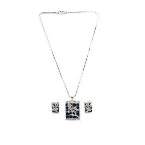 Blue Silver-Plated Pendant Set No. 4 - Vkart - View 2