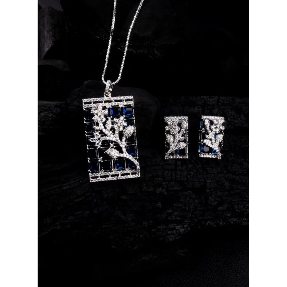 Blue Silver-Plated Pendant Set No. 4 - Vkart - View 3
