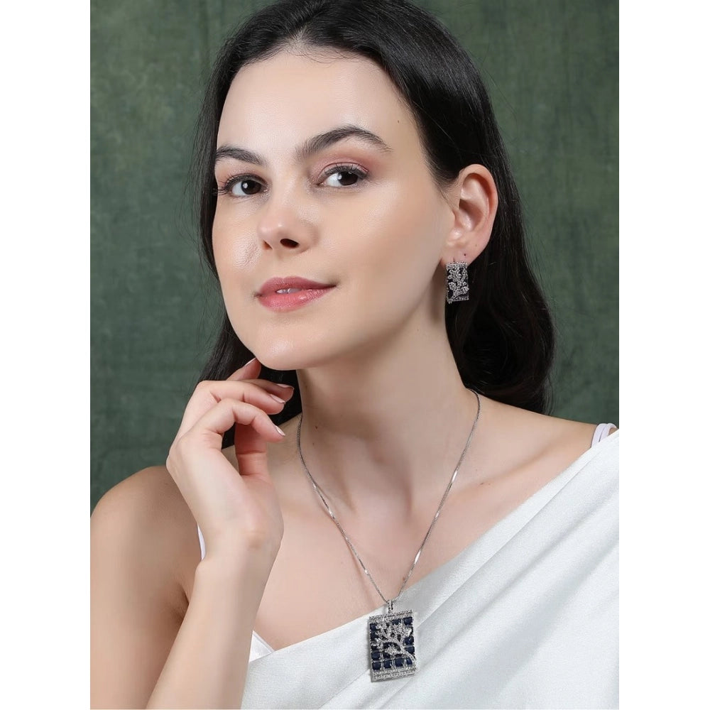 Blue Silver-Plated Pendant Set No. 4 - Vkart - View 4