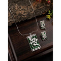 Green Silver-Plated Pendant Set No. 3 - Vkart