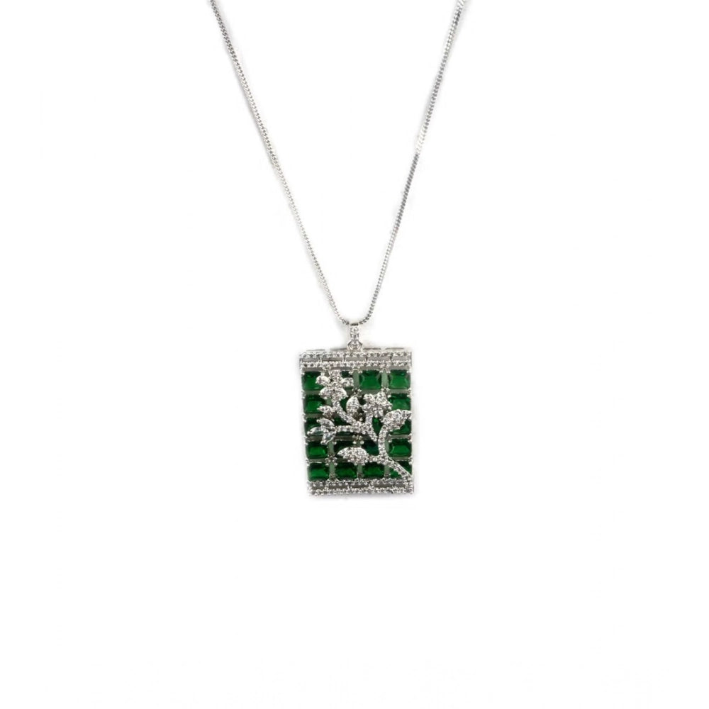 Green Silver-Plated Pendant Set No. 3 - Vkart - View 5