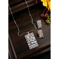 Multicolour Silver-Plated Pendant Set - Vkart