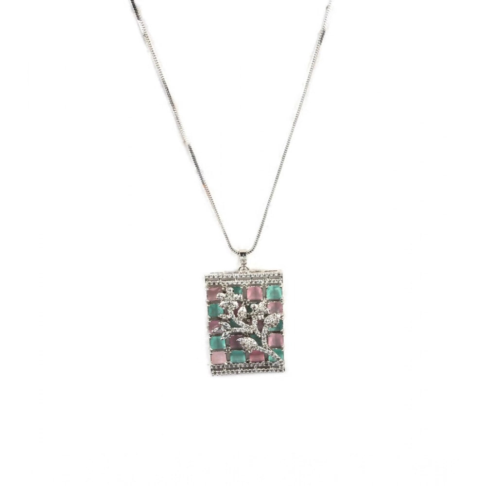 Multicolour Silver-Plated Pendant Set - Vkart - View 5