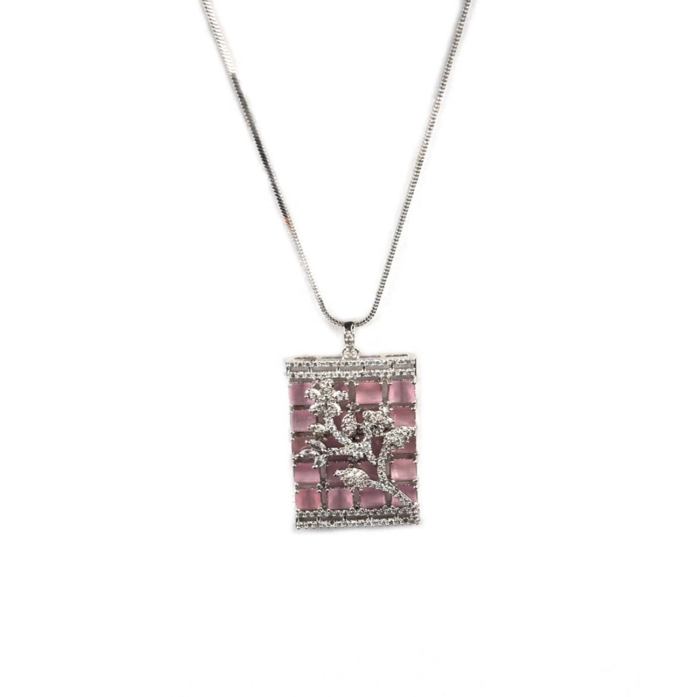 Pink Silver-Plated Pendant Set No. 4 - Vkart - View 5