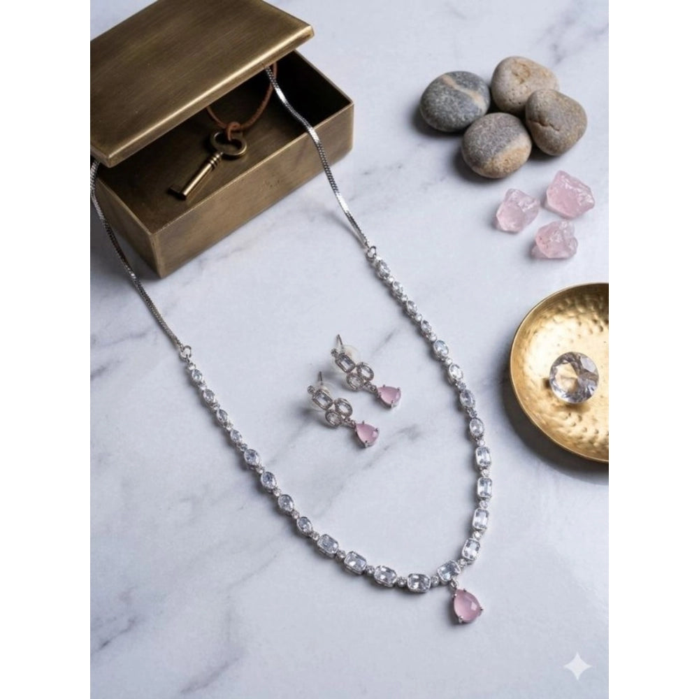 Pink Silver-Plated Necklace Set - Vkart
