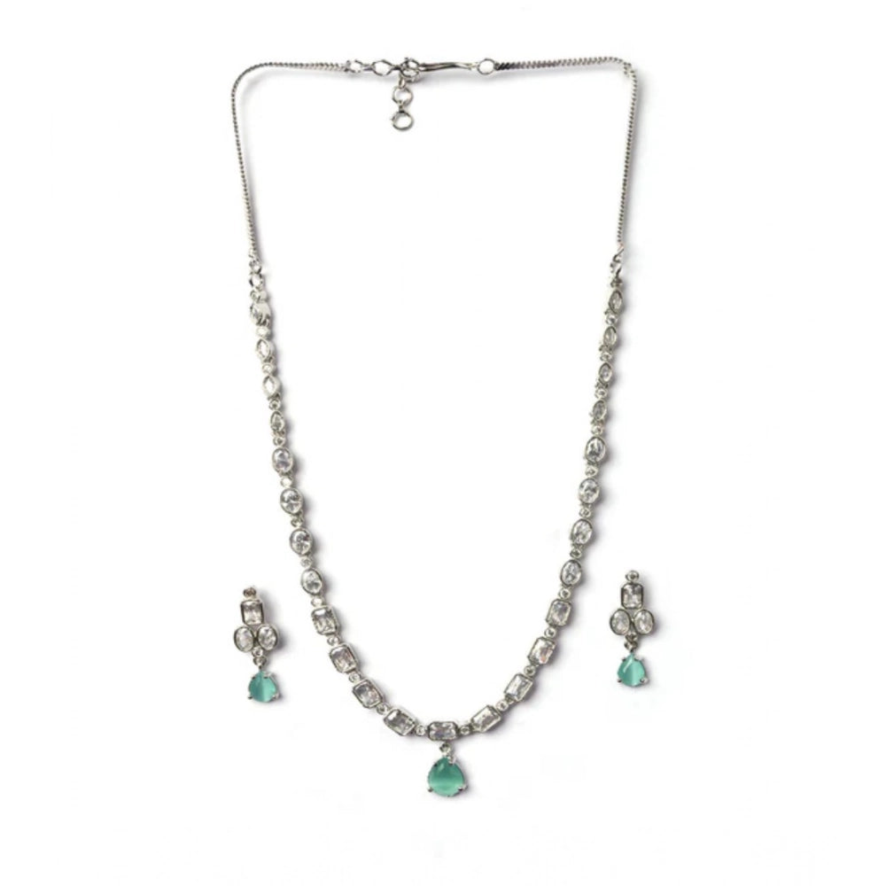 Turquoise Silver-Plated Necklace Set - Vkart - View 2