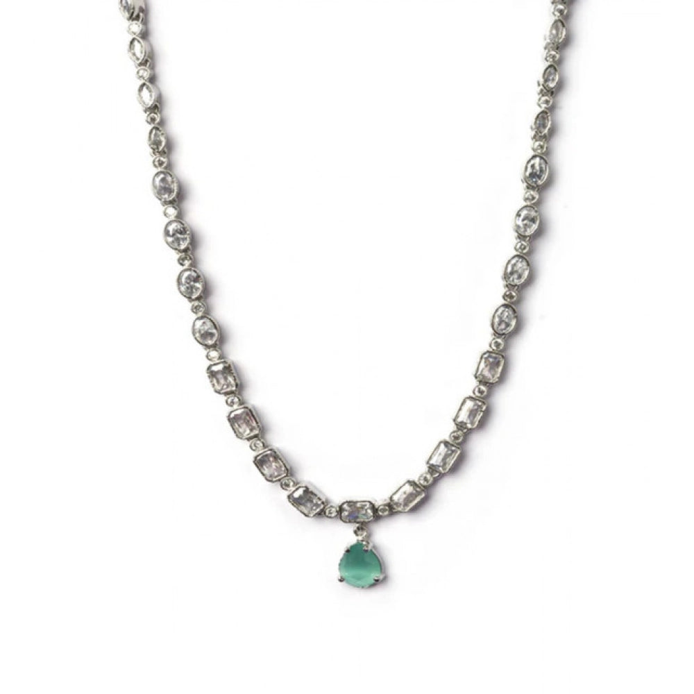 Turquoise Silver-Plated Necklace Set - Vkart - View 4