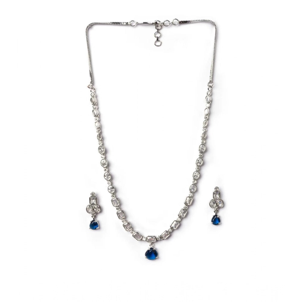 Blue Silver-Plated Necklace Set - Vkart - View 2