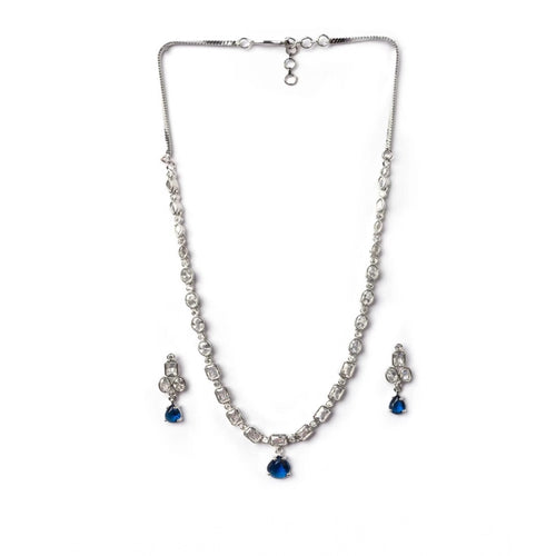 Blue Silver-Plated Necklace Set - Vkart - View 2