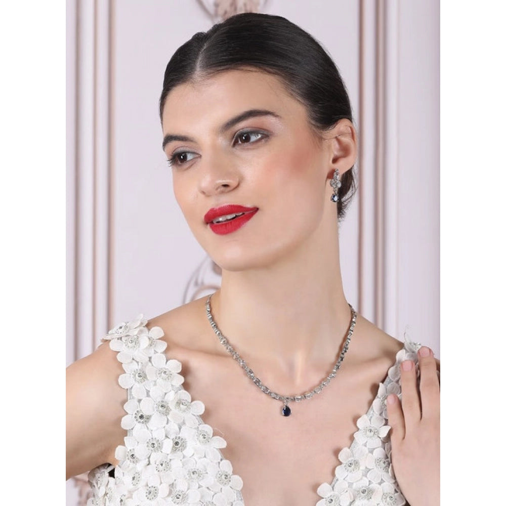 Blue Silver-Plated Necklace Set - Vkart - View 3