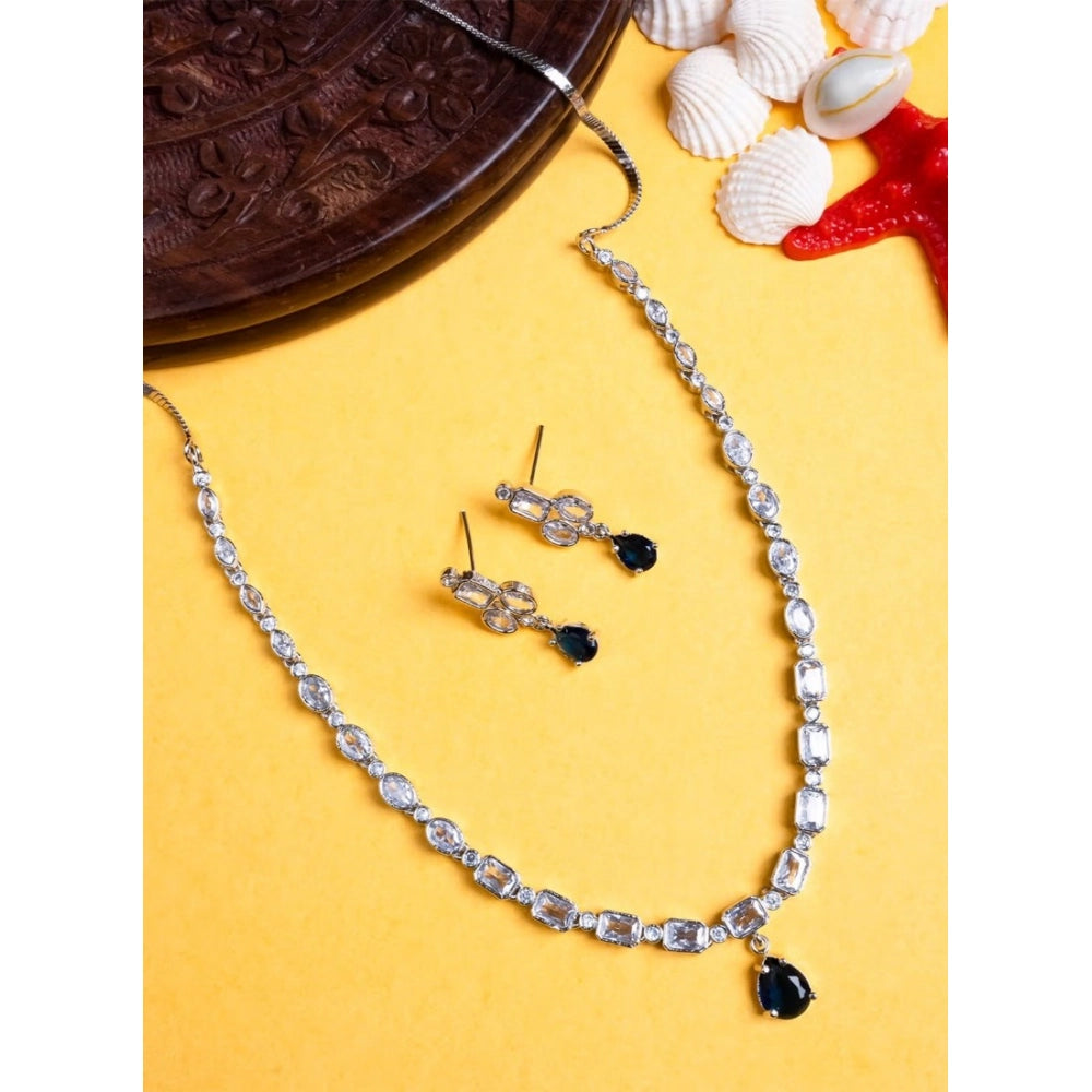 Blue Silver-Plated Necklace Set - Vkart - View 4