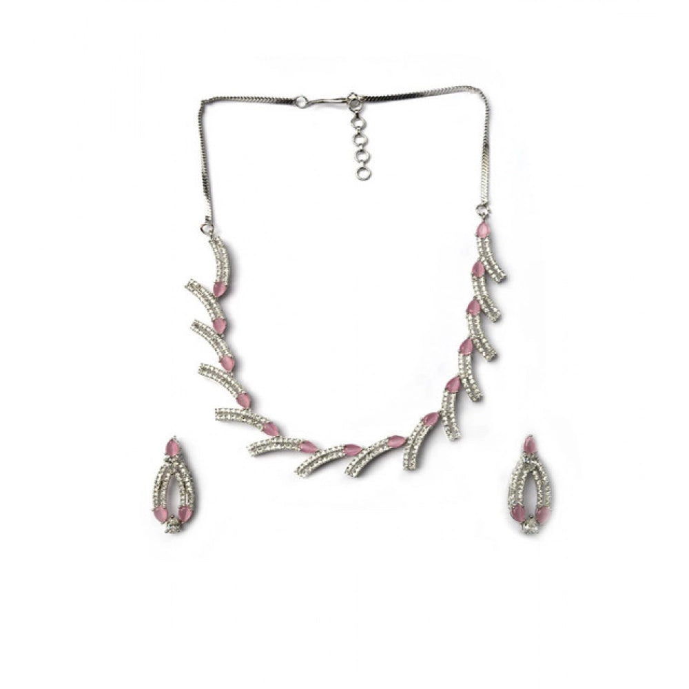 Pink Silver-Plated Necklace Set No. 2 - Vkart - View 2