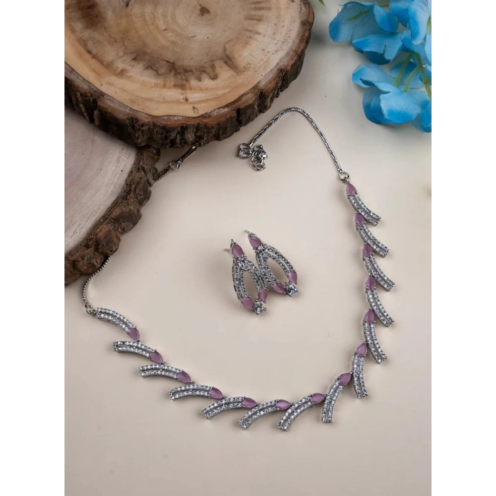 Pink Silver-Plated Necklace Set No. 2 - Vkart - View 3