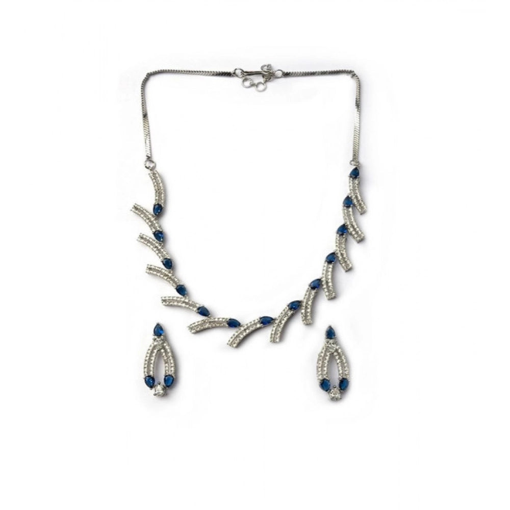 Blue Silver-Plated Necklace Set No. 2 - Vkart - View 2