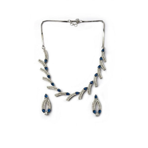 Blue Silver-Plated Necklace Set No. 2 - Vkart - View 2