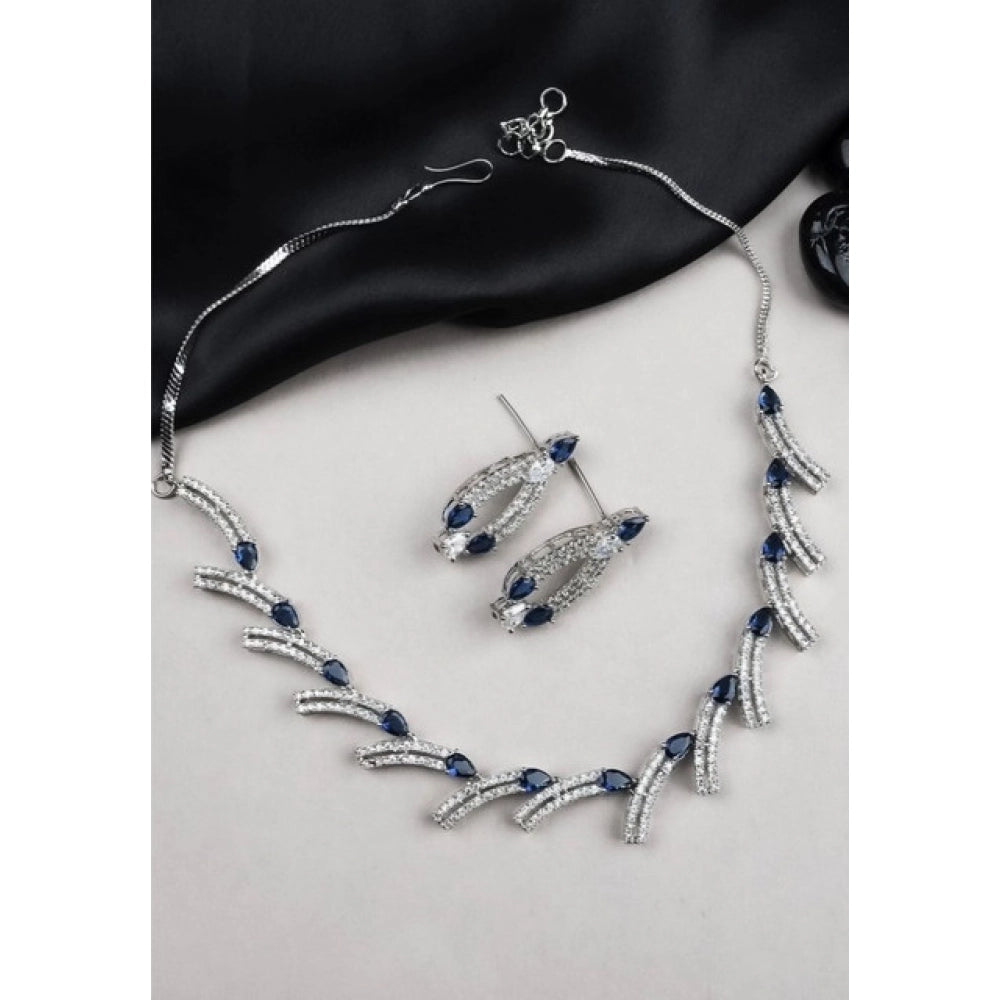 Blue Silver-Plated Necklace Set No. 2 - Vkart - View 3