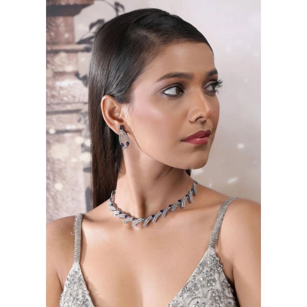 Blue Silver-Plated Necklace Set No. 2 - Vkart - View 5