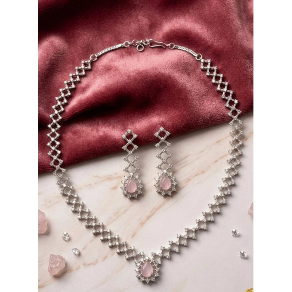 Pink Silver-Plated Necklace Set No. 3 - Vkart